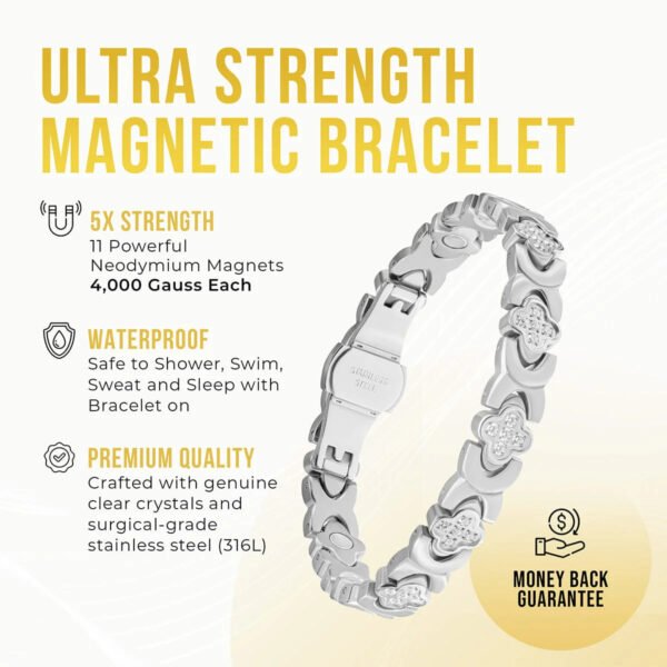 Clover Magnetic Bracelet for Women (Silver) (2)