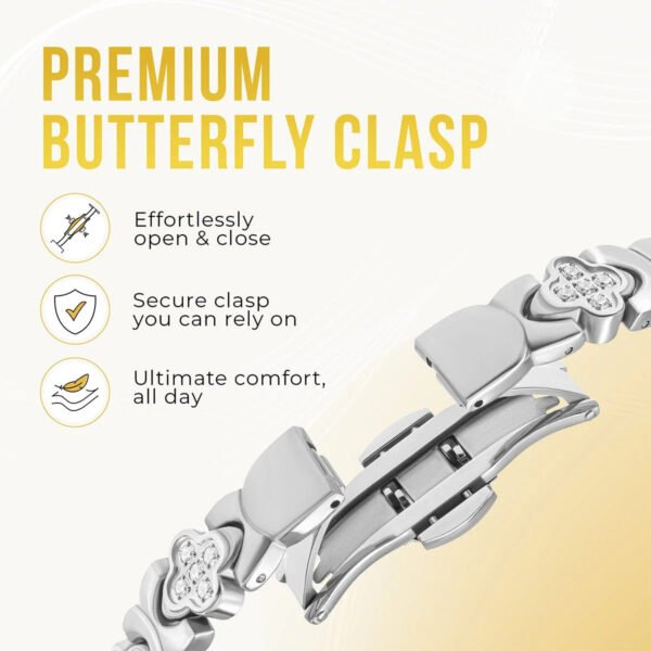 Clover Magnetic Bracelet for Women (Silver) (3)