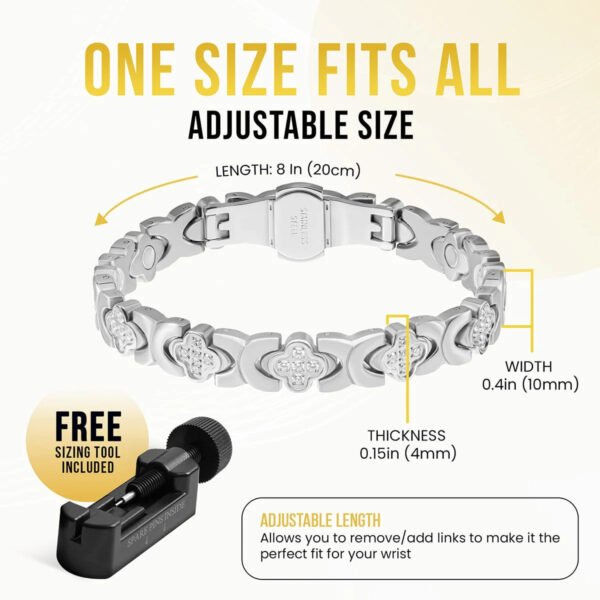 Clover Magnetic Bracelet for Women (Silver) (4)