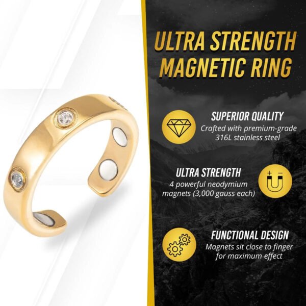 Crystal Magnetic Therapy Ring (Gold) (3)