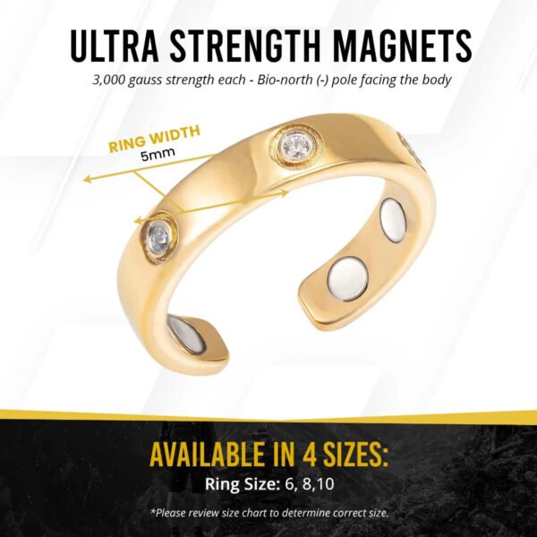 Crystal Magnetic Therapy Ring (Gold) (4)