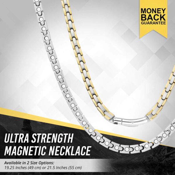 Powerful Silver & Gold Titanium Magnetic Therapy Necklace (2)