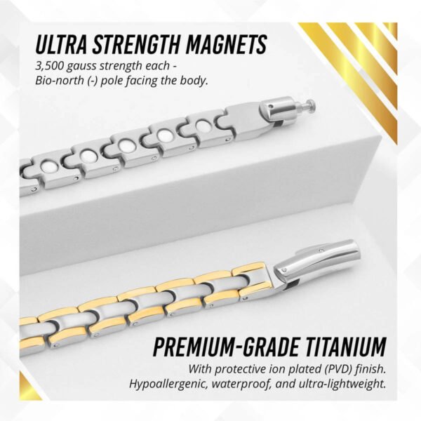 Powerful Silver & Gold Titanium Magnetic Therapy Necklace (5)