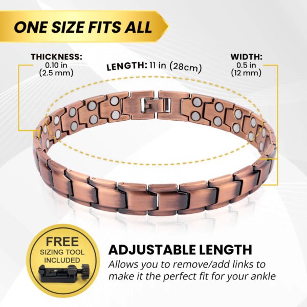 Ultra Strength Copper Magnetic Therapy Anklet for Men (4)
