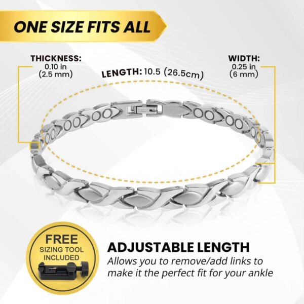 Ultra Strength Titanium Magnetic Therapy Anklet for Women (Silver) (4)