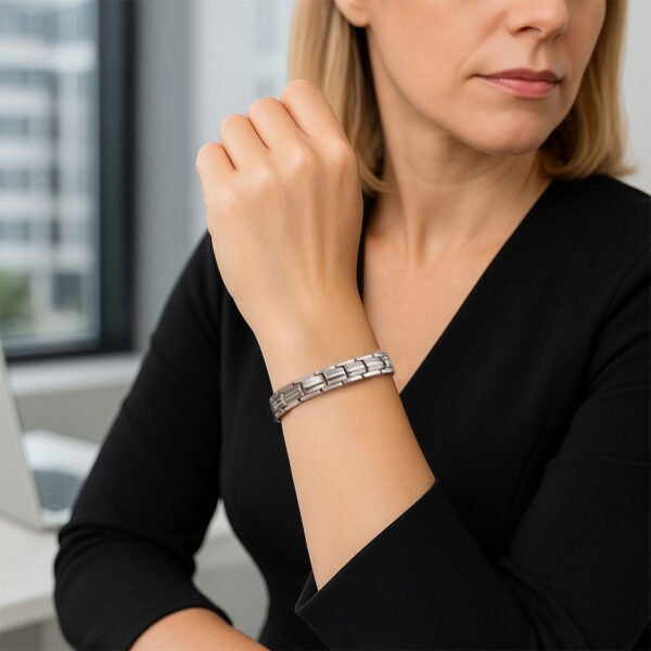 Women's Ultra Strength Silver Titanium Magnetic Therapy Bracelet - Image 2