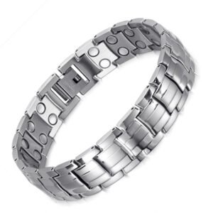 Magnetic Bracelets for Men, Titanium Magnetic Therapy Bracelet Pain Relief for Arthritis and Carpal Tunnel (Silver) (1)