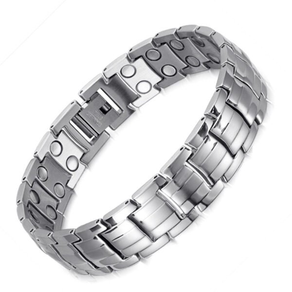 Magnetic Bracelets for Men, Titanium Magnetic Therapy Bracelet Pain Relief for Arthritis and Carpal Tunnel (Silver) (1)