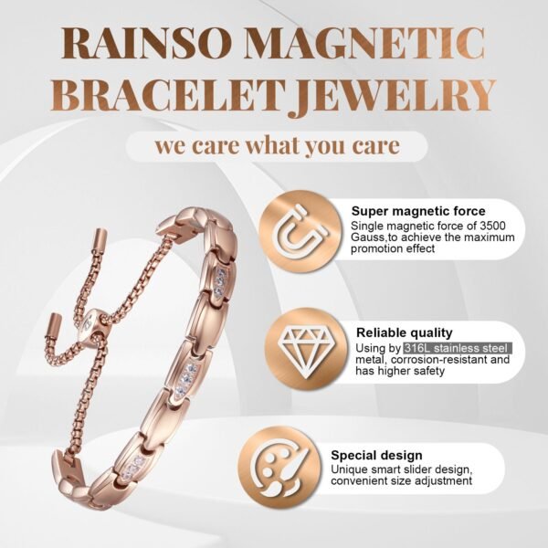 New Women Rose Gold Effective Powerful Magnetic Bracelet (3)