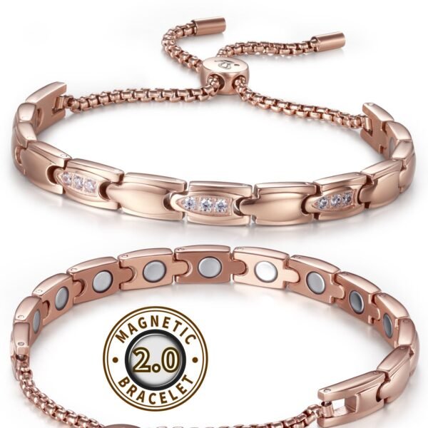 New Women Rose Gold Effective Powerful Magnetic Bracelet (4)