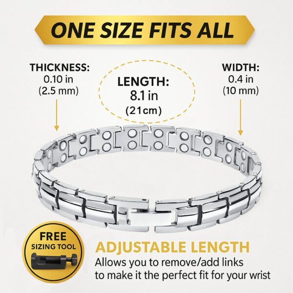 Women's Ultra Strength Silver Titanium Magnetic Therapy Bracelet - Image 6