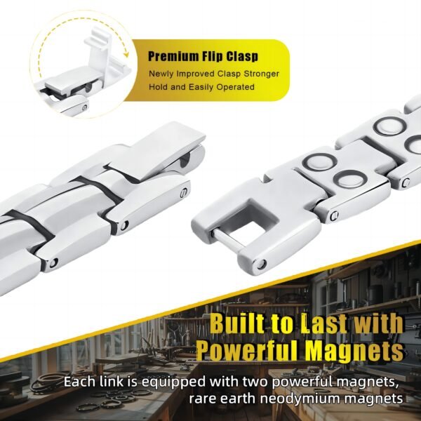 Women's Ultra Strength Silver Titanium Magnetic Therapy Bracelet - Image 4