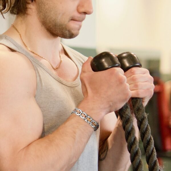 Wood Stainless Steel Effective Magnetic Bracelets for Relieving Pain (2)