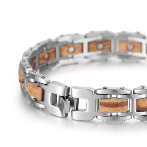 Wood Stainless Steel Effective Magnetic Bracelets for Relieving Pain (3)