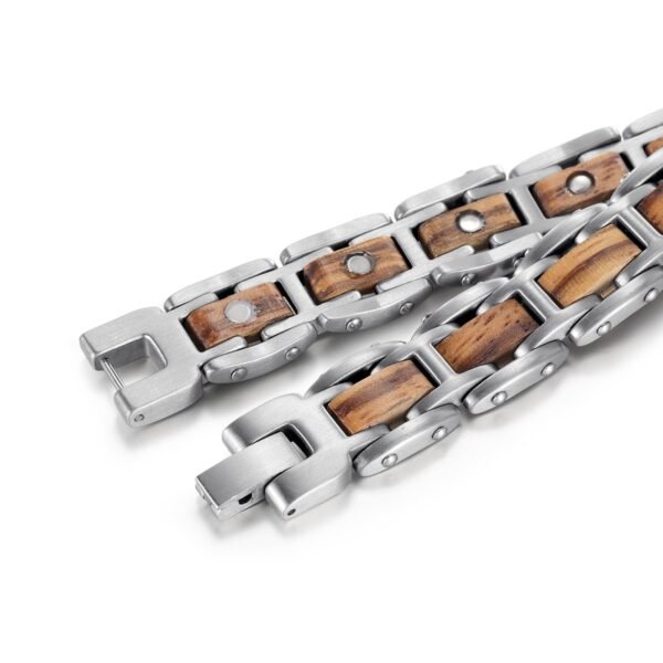 Wood Stainless Steel Effective Magnetic Bracelets for Relieving Pain (4)